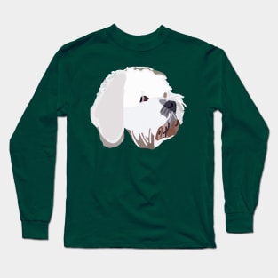 Bichon Frise Mix Dog Abstract Portrait Lime Long Sleeve T-Shirt